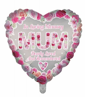 In Loving Memory Mum 18'' Heart Shaped Foil Balloon